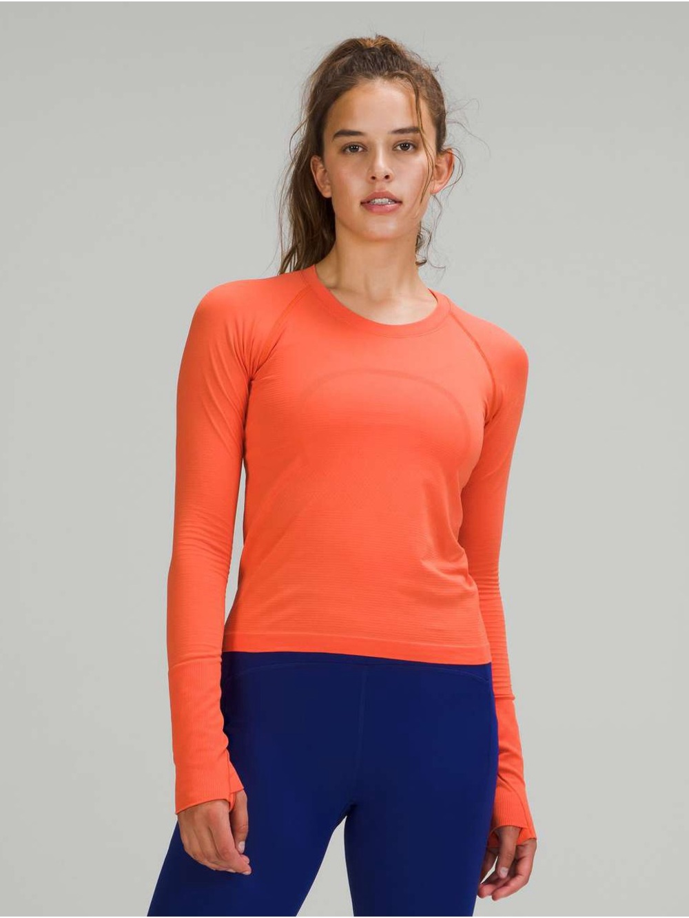 lululemon athletica Long Sleeve Performance Tee - Coral Orange